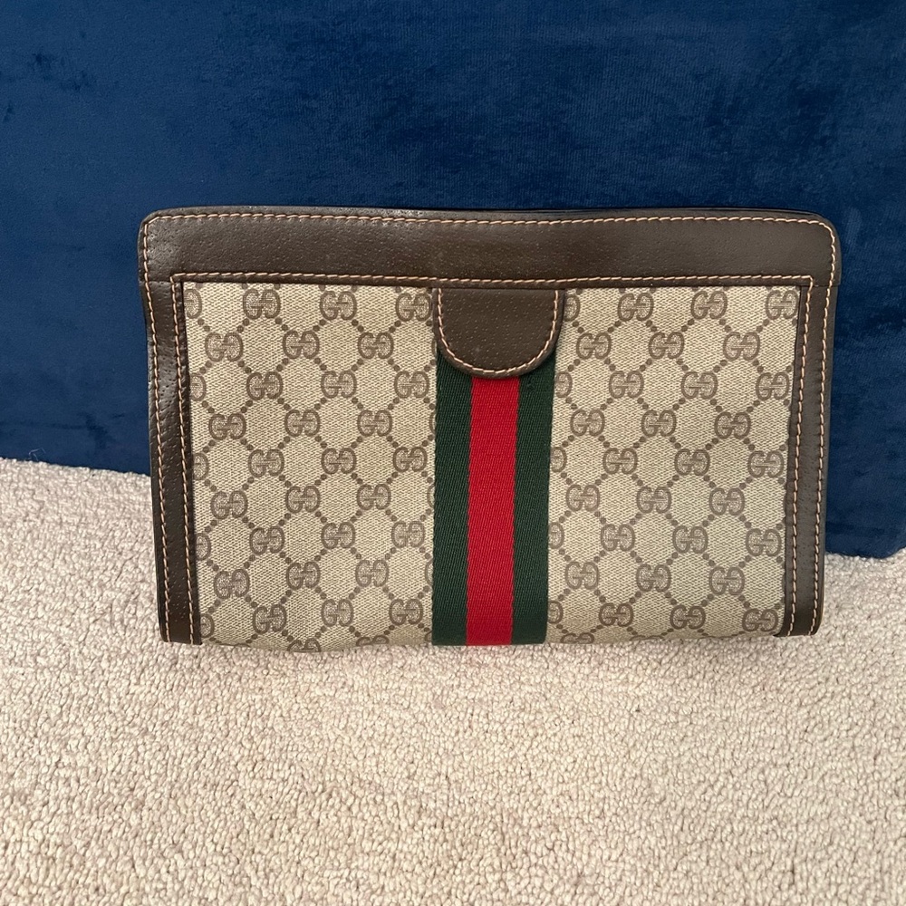 Brown/tan Gucci Clutch